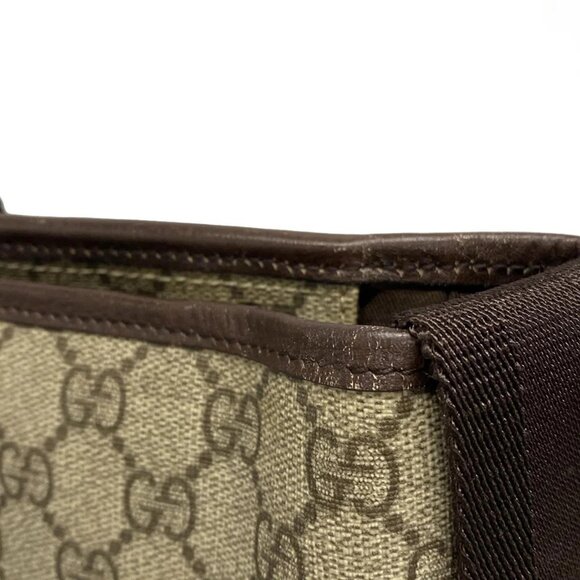 Auth GUCCI GG Supreme 181082 Beige Dark Brown PVC Leather - Shoulder Bag - Picture 11 of 16